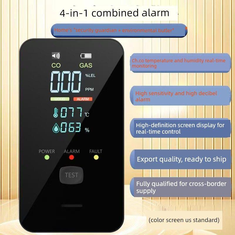 2026 New Model 5-in-1 Plug-In Gas Smoke Co Carbon Monoxide Alarm with Temperature and Humidity Detection for Home Use