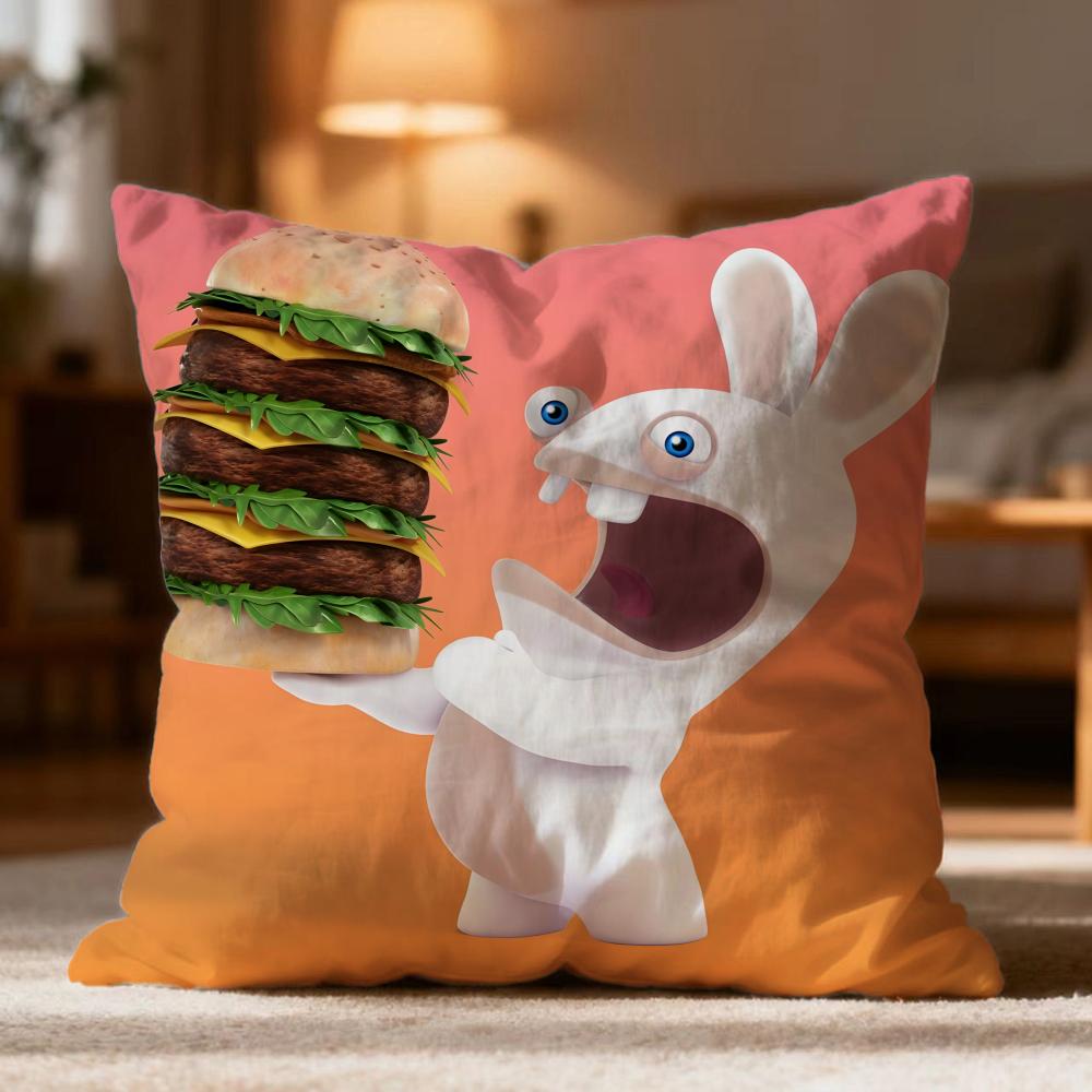 Popular R-RRabbids Invasion Cushion Cover Soft Washable Pillow Case Multi-Scene for Couch Bed Travel Office Use