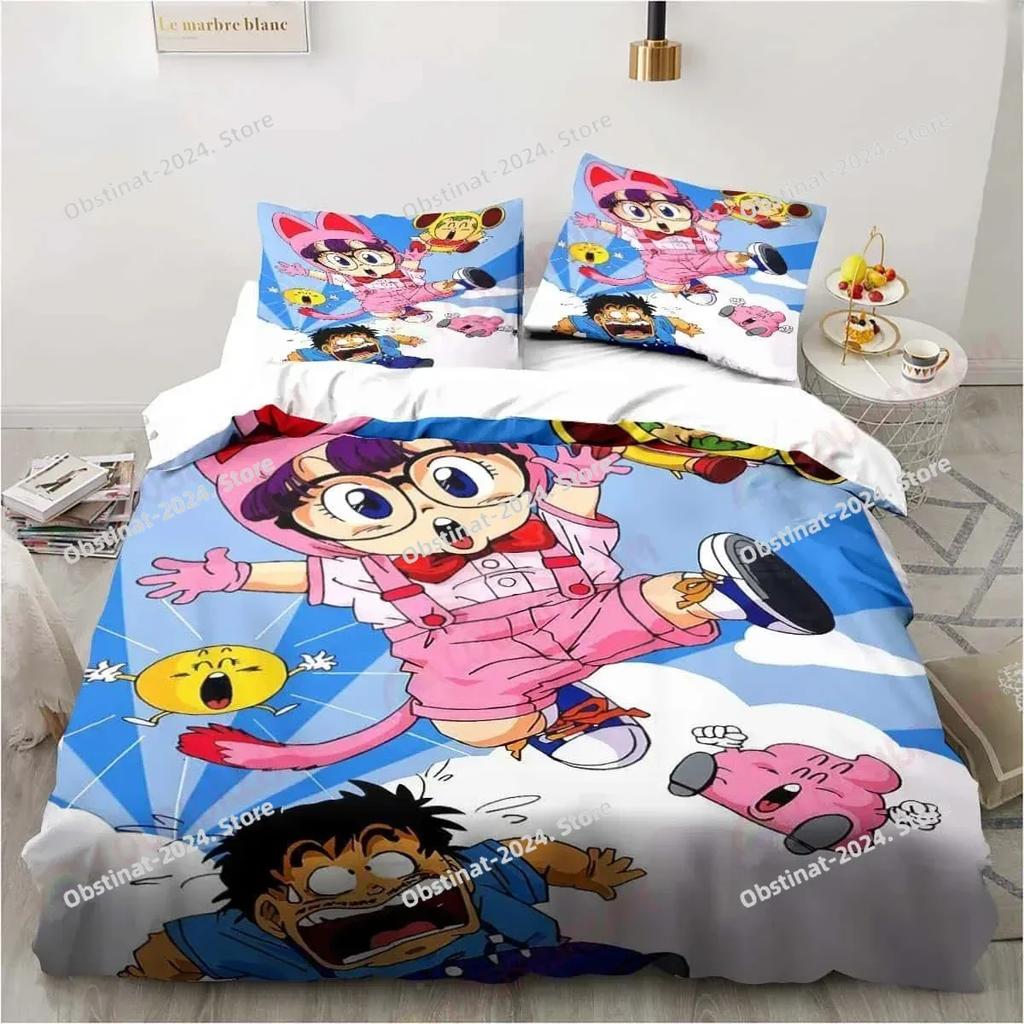 3D Мультяшный DR S-Slump Arale Комплект постельного белья Shet King Twin Double Детский Комплект постельного белья Из микрофибры или Полиэстера Мягкий с Мягкой Тканью Комплекты пододеяльников