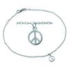 [J2071] - Silver Anklet 'Peace' - 25 Cm 7 Mm