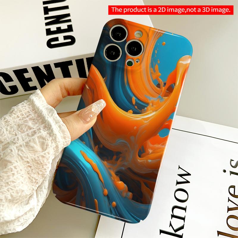 2DFlat Vibrant Orange & Blue Liquid Flow Art Phone Case All inclusive film hard iPhone case, compatible with iPhone 18 Pro Max 17 16 15 14 13 12 11