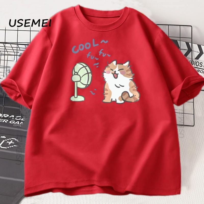 Funny Cat Fan T-shirt Men Women Summer Round Neck Short Sleeve Tshirt Breathable Streetwear Oversized Tee Casual High Quality