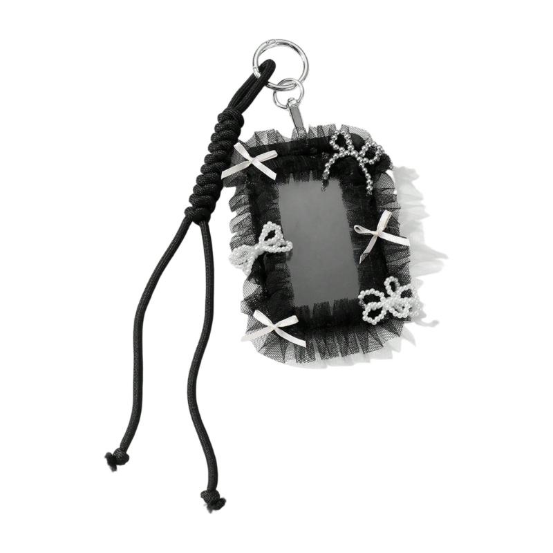 Элегантный Держатель для Бейджа Готский Бант Брелок Бусины Кружево Шарм для Карты Аксессуар Альтернативная Мода Брелок