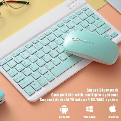 Мини-беспроводная Bluetooth-клавиатура для планшета iPad iPhone, резиновые колпачки для клавиш, перезаряжаемая клавиатура для смартфона, Android, IOS, Windows