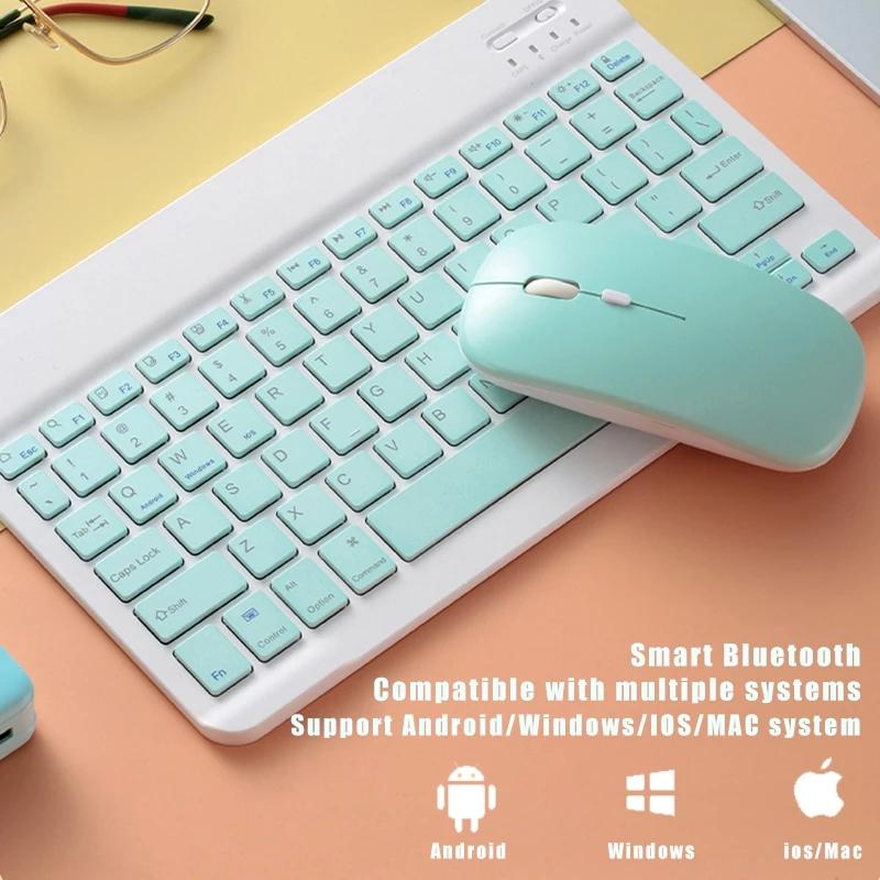 Мини-беспроводная Bluetooth-клавиатура для планшета iPad iPhone, резиновые колпачки для клавиш, перезаряжаемая клавиатура для смартфона, Android, IOS, Windows