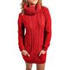 Women's Autumn and Winter Long Sleeve Turtleneck Knitted Sweater Dress