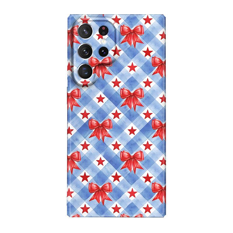 ins wind five-pointed star bow GalaxyS24ultra anti-drop mobile phone case Samsung S25plus anti-drop case