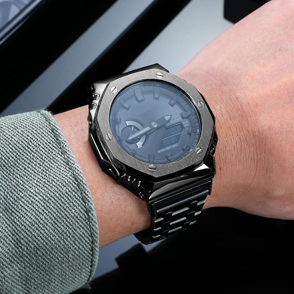 Модификационный комплект GA2100 Нержавеющая сталь Безель Ремешок Для Casio G-SHOCK GA2100/2110 GAB2100 Модифицированный металлический корпус Ремешок Комплект Аксессуары для часов