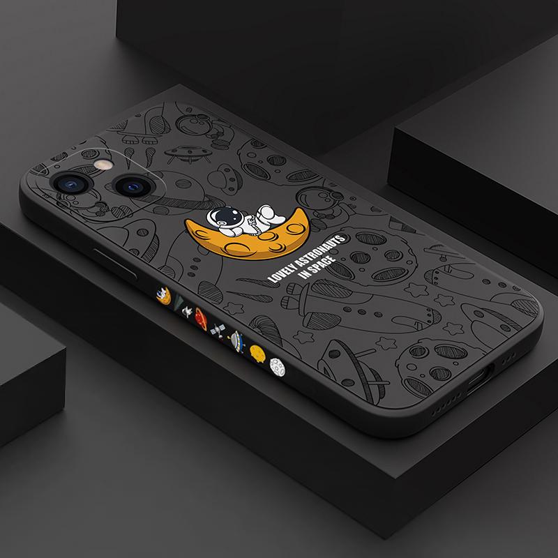 Креативный дизайн астронавт силиконовый мягкий чехол для iPhone 16 Pro 15 Pro Max 14 Pro 13 12 11 X XR XS 8 7 Plus SE 2020