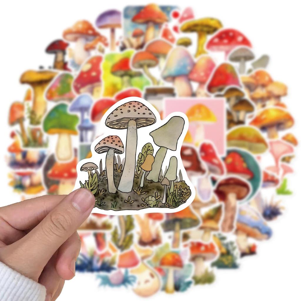 10/50PCS Cartoon Watercolor Mushroom Stickers Aesthetic Graffiti Stickers for DIY Luggage Laptop Skateboard Bicycle Stickers
