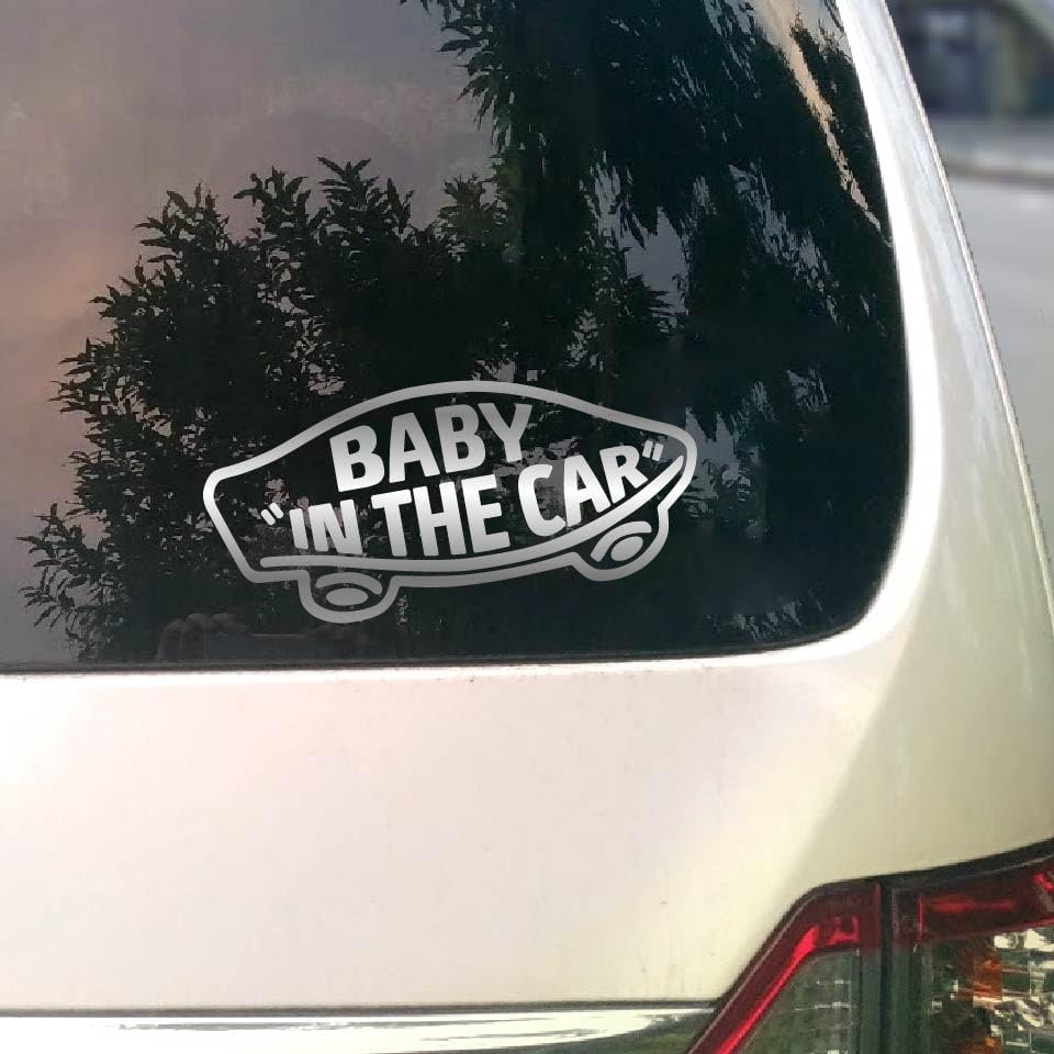 Sticker Town VANS Style BABY IN THE CAR Детский знак A, серебристый