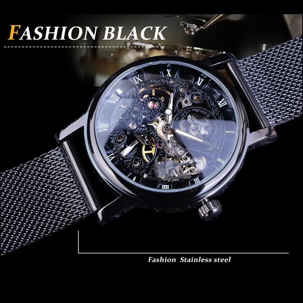 WINNER Лучшие мужские часы, модные повседневные механические часы, ретро-римские скелетонированные мужские часы