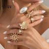 Sunflower Ring 6Pcs/Set Finger Set, Ocean Style Adjustable with Imitation Starfish Pearl And Shell Texture, Bohemian Stackable Rings for Women Hollow