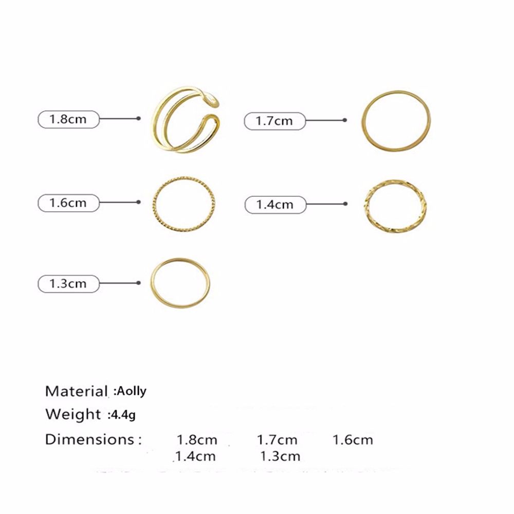 Female Fashion Jewelry Retro Zinc Zinc Alloy Korean Knuckle Finger Rings Tail Ring Twist Ring Set Round