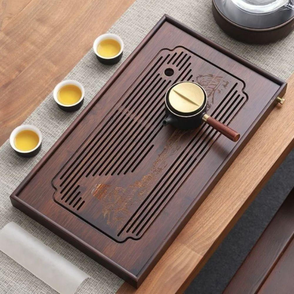 Bamboo Tea Drainage Board Detachable Tea Serving Tray Rectangular Chinese Kungfu Tea Tray Office