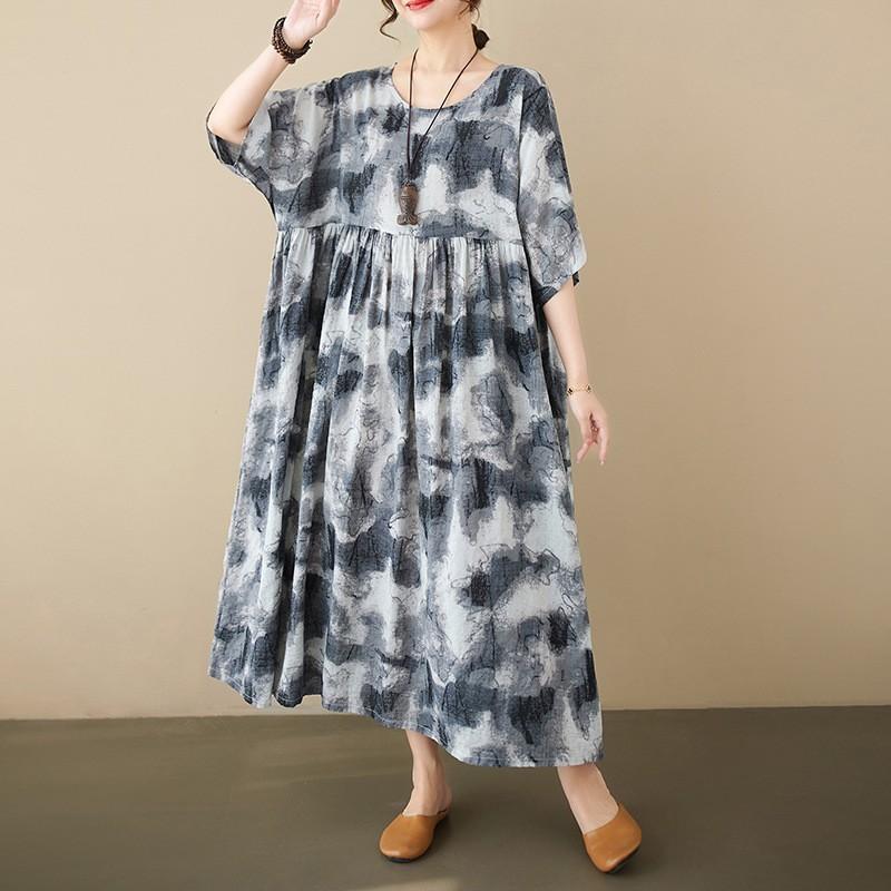 Летнее китайское платье с цветочным принтом в стиле ретро для женщин