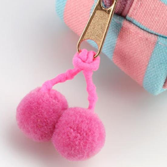 Косметичка в полоску из ракушки, холщовая, дорожная, органайзер для макияжа, портативная, милая косметичка с помпонами для женщин и девочек.