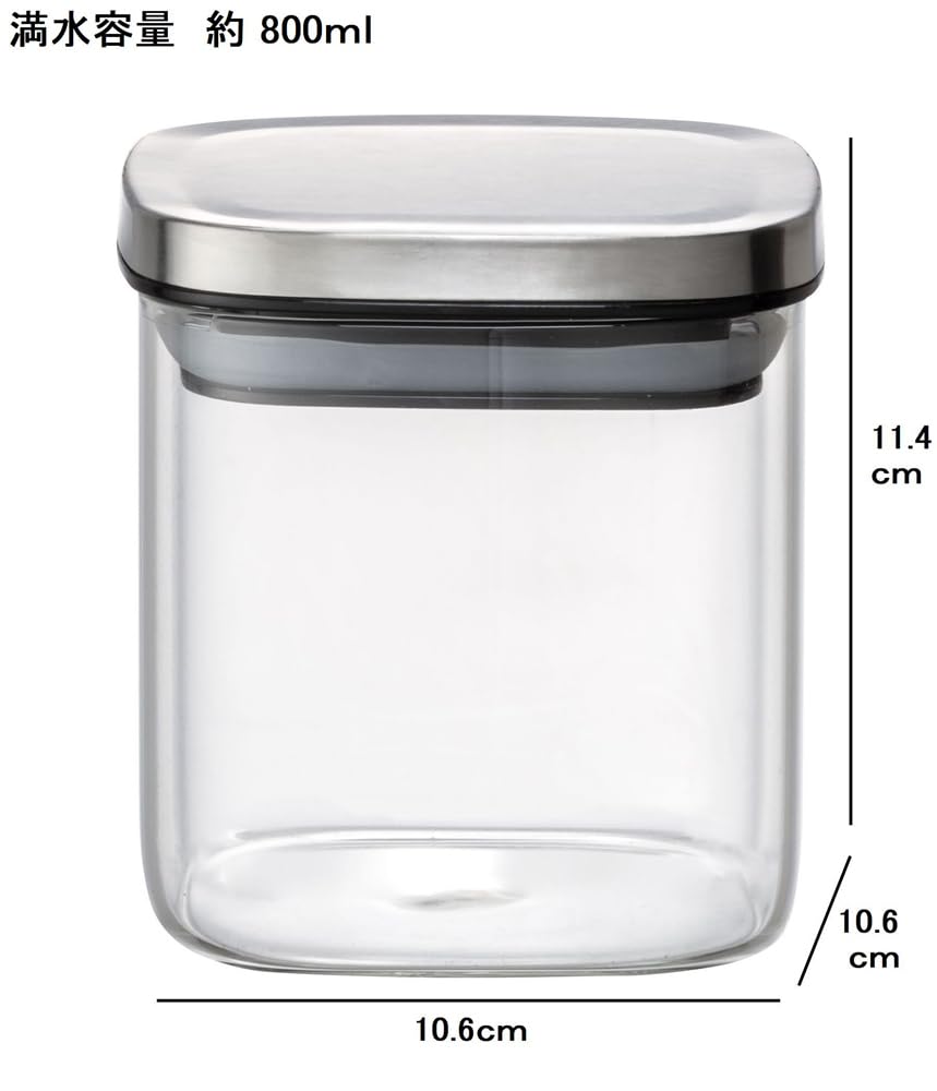 Ishigaki Delish Life Стеклянный контейнер для хранения квадратный 4573 Жаростойкий контейнер, Банка, 800 мл,