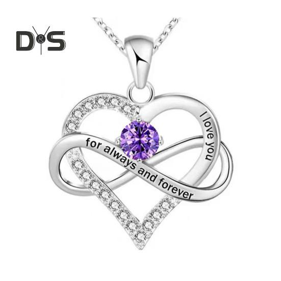 Ожерелье в форме сердца для женщин, романтичное, с надписью «Я люблю тебя вечно», ожерелье с подвеской в форме сердца из кубического циркония на День святого Валентина, подарок на годовщину