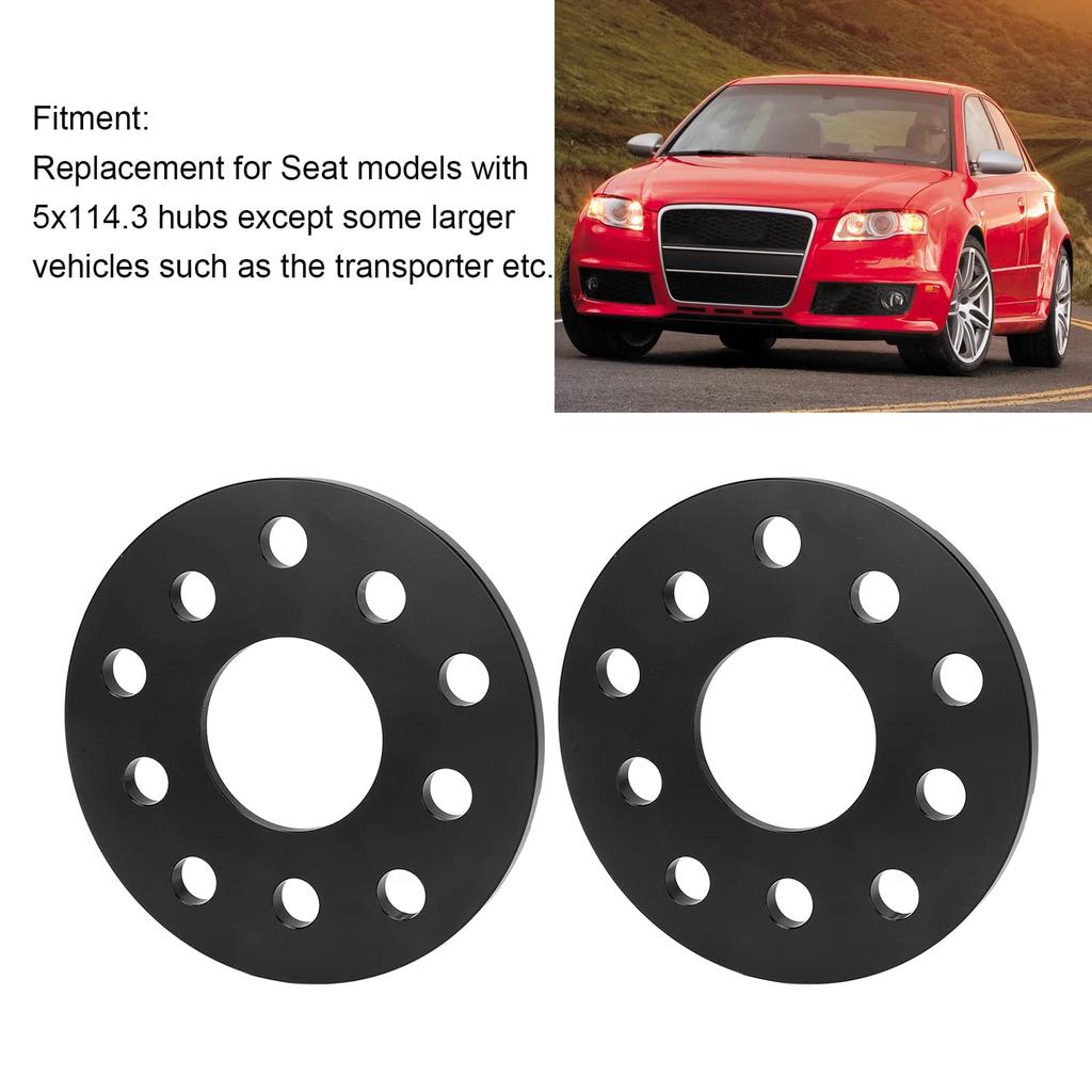Hubcentric Wheel Spacers, Aluminum Alloy Wheel Spacers, 56.1mm Center Diameter, 8mm Thickness, Replacement for Seat, 5x114.3 Hub, Black