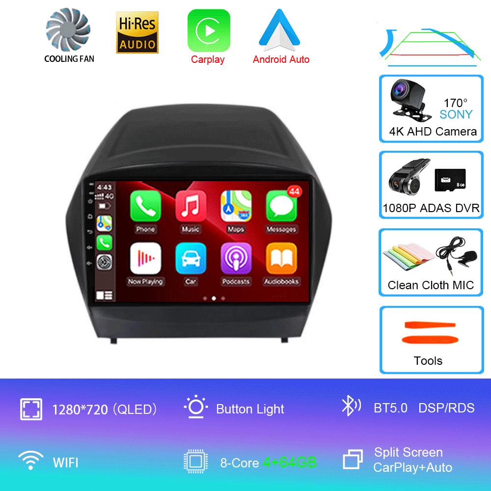 Автомобильный радиоприемник Android 14 Carplay Auto Multimedia Player для Hyundai Tucson 2 LM IX35 2009-2015 Автомагнитола GPS Стерео 2din Головное устройство