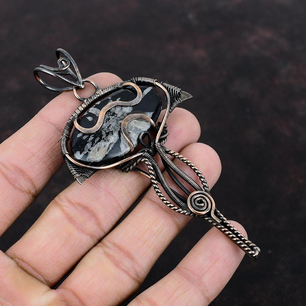 Chrysanthemum Pendant Copper Wire Wrapped Pendant Handmade Pendant Gemstone Copper Jewelry Unique Pendant Chrysanthemum Jewelry Gift For Her