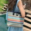 Летняя новая соломенная сумка в полоску, повседневная простая сумка через плечо, большая вместимость, сумка для поездок на работу, для отдыха на море и пляже
