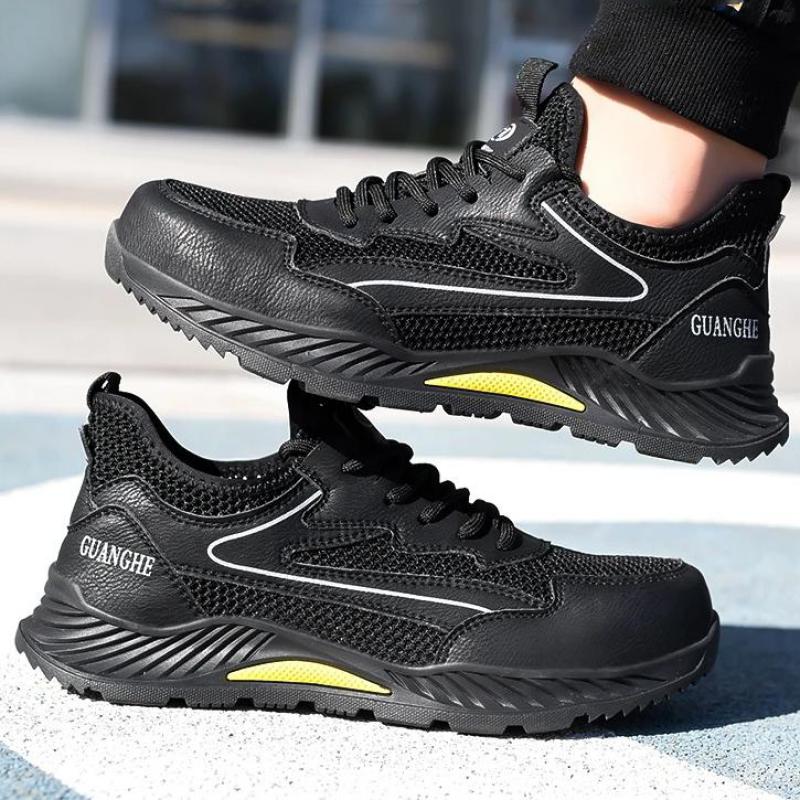 Fashion Steel Toe Safety Shoes Summer Mesh Safety Shoes Breathable Work Shoes Protective Lightweight Work Safety Sneakers for Men Women