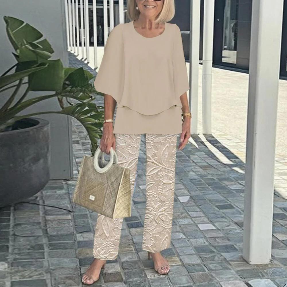 Хлопковая одежда, женские топы и брюки, летний комплект из двух предметов