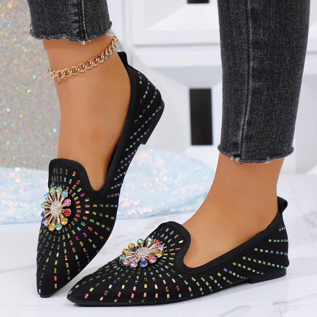 Fashion Shoes for Women Summer Autumn Women Flats Comfortable Slip On Loafers Rhinestone Shallow Plus Size Sneakers Zapatos De Mujer