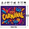 A carnival-themed backdrop made from high-quality fabric, measuring 130x100 inches, with bright colors.