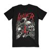 Графическая футболка Slayer в темной тематике – Красный логотип и принт с черепом/орлом (антисимвол) Хлопковая одежда для фанатов трэш-метала