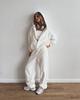 Women's Casual Tracksuit 2 Piece Set Solid Color Long Sleeve Hooded Cardigan Pocket Sweatshirt with Elastic Waist Pants
