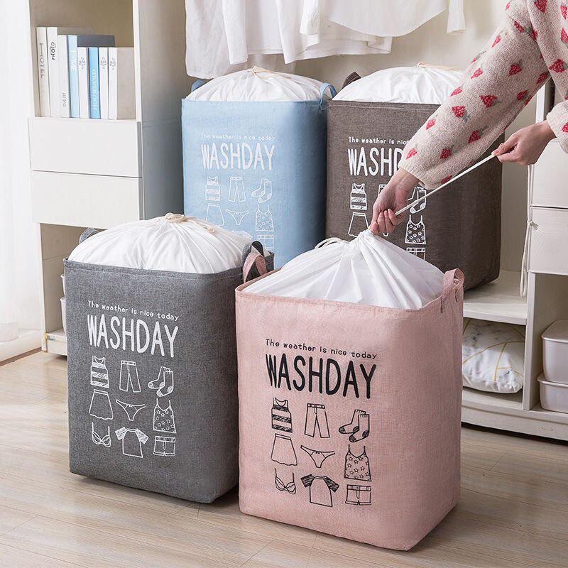 Modern Simple Super Large Capacity Cotton and Linen Drawstring Beam Storage Bag Clothes Storage Bask
