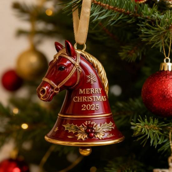 Merry Christmas Horse Bell Decoration Home Office Holiday Party Xmas Tree Horse Shape Bell