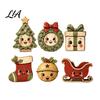 Retro Style Wooden Decorations 6Pcs Christmas Tabletop Signs, Xmas Sign Decor, Santa Indoor Party Supplies Snowman Reindeer Gingerbread House