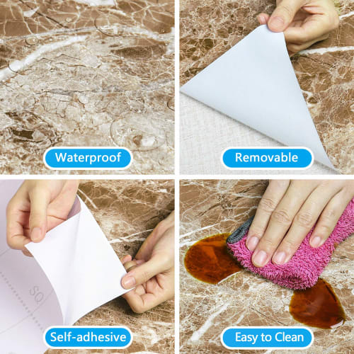 Лист мраморных обоев VEELIKE, Коричневый, 40 см x 9 м, Отклеиваемый, Легко наносится, Самоклеящийся, Водонепроницаемый, Термостойкий, Устойчивый к пятнам, Маслостойкий,