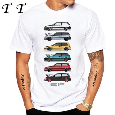 Ретро футболка Civic EF Evolution Новая летняя мужская футболка с коротким рукавом JDM Легенда NSX Автомобильная спортивная футболка Хип-хоп для мальчика Повседневные белые футболки