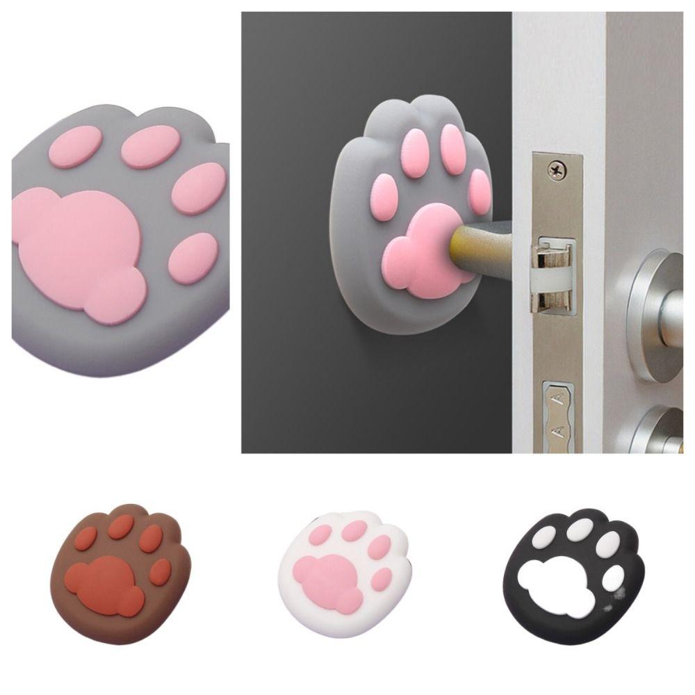 2Pc Cat Claw Door Handle Bumper Wall Protector Door Stopper Cartoon Door Crash Pad Furniture