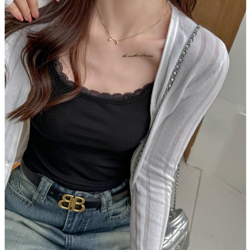 Model Pure White Lace Bottoming Vest Sling Women's Inner Spring And Summer Design Sense