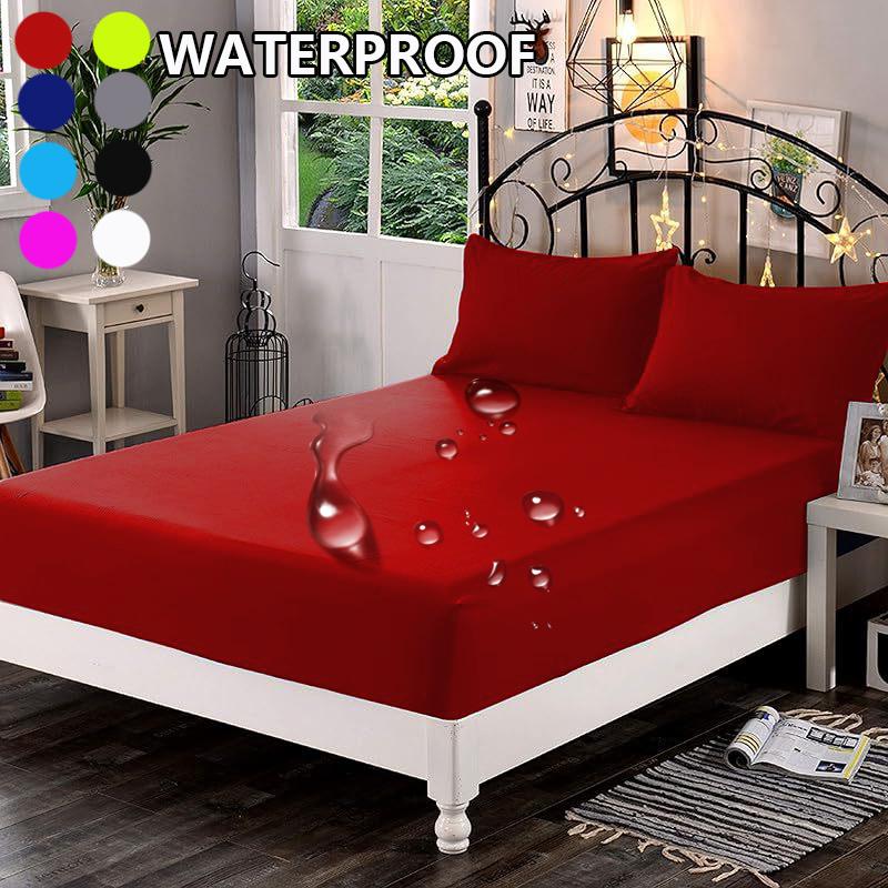 1 шт. Водонепроницаемая простыня на резинке из высококачественной реактивно окрашенной плотной ткани, эластичная, доступна в различных размерах, мягкая простыня, пишите, серый, черный, 120/140/160