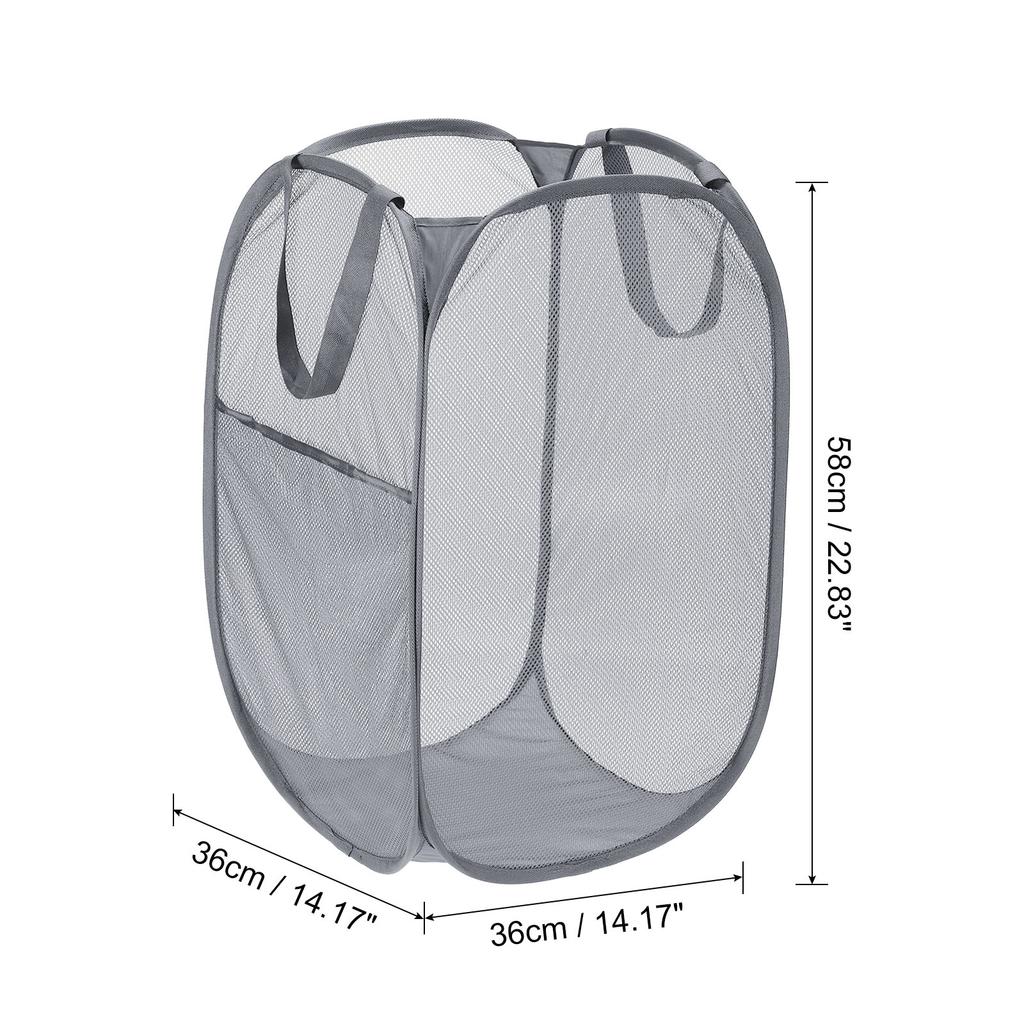 Home Bathroom Mesh Storage Basket Mesh Laundry Hamper Collapsible Laundry Baskets Bag for Laundry Room Travel 36 x 36 x 58cm