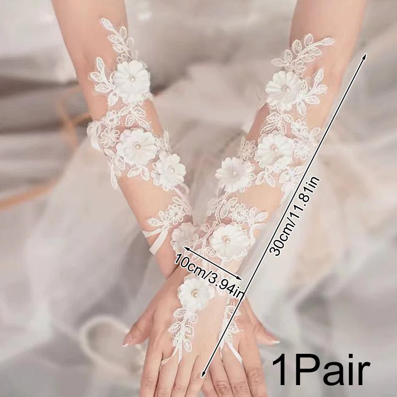 2 шт. Свадебные украшения Эстетическая красота Полые кружева Элегантные предложения вечеринка Одиночные вечерние цветочные перчатки танцевальные костюмы