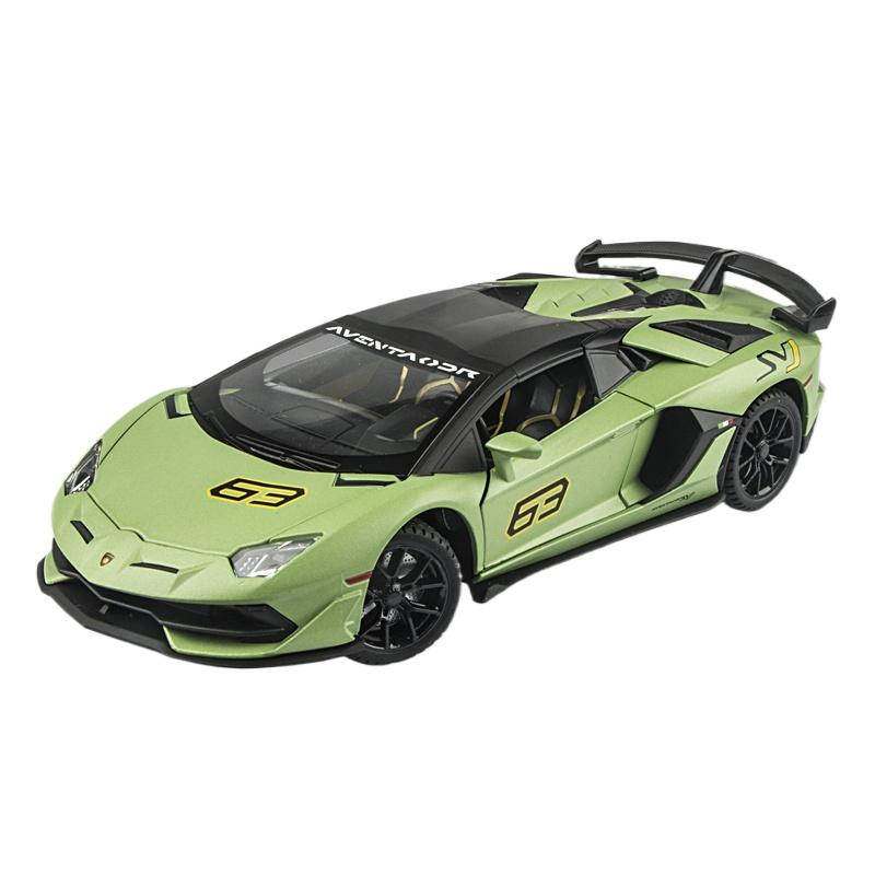 1/24 Lamborghini Aventador SVJ63 Металлическая модель автомобиля Литье под давлением и игрушечные транспортные средства Модель автомобиля Звук и свет Машинка на пружине Игрушки для детей Подарки