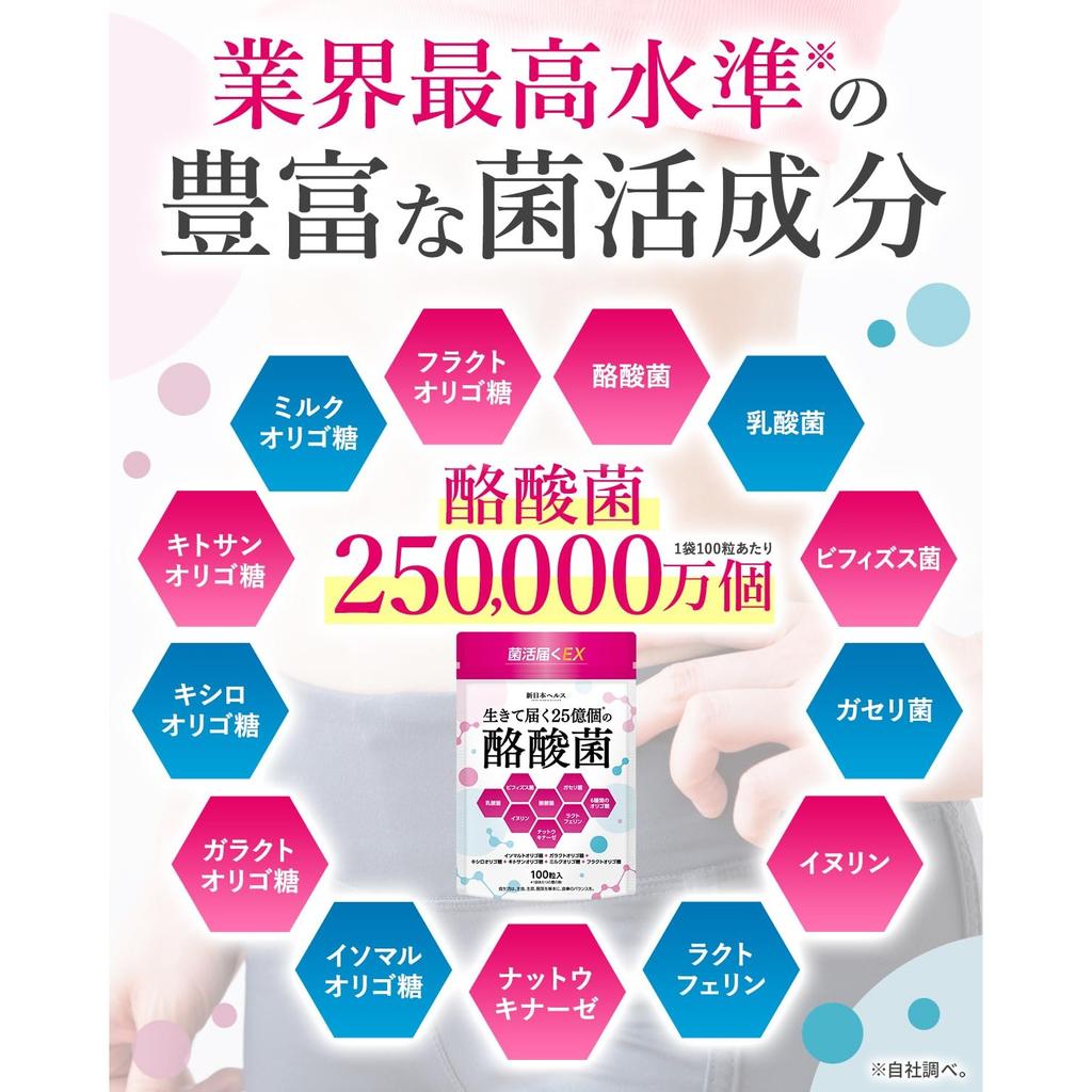 Shin Nippon Health Live Пробиотик, производящий бутират, 2,5 миллиарда бактерий, Здоровье кишечника EX, Лактобактерии, Бифидобактерии, 6 видов олигосахаридов