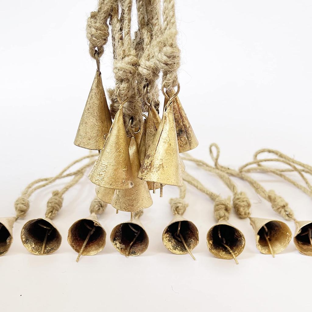 Vintage Farmhouse Hanging Bells Set of 20, Antique Iron Jingle Bells for Christmas Ornaments and Rustic Boho DIY Home Wall Décor Crafts