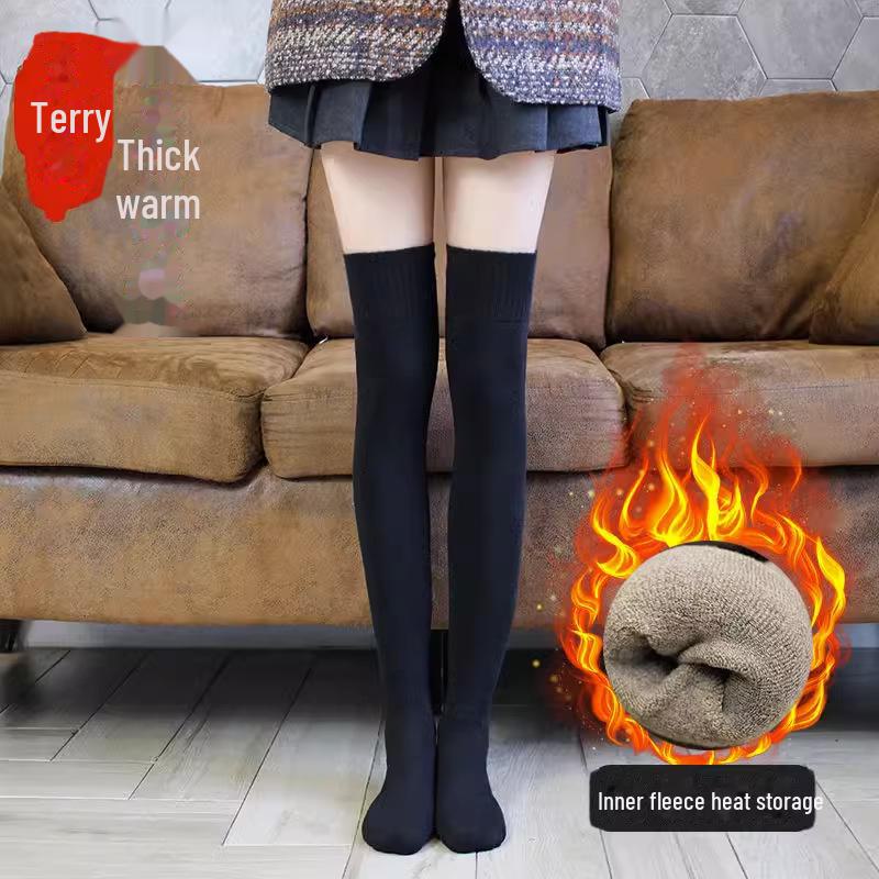 Женские толстые махровые носки выше колена, теплые зимние носки и леггинсы