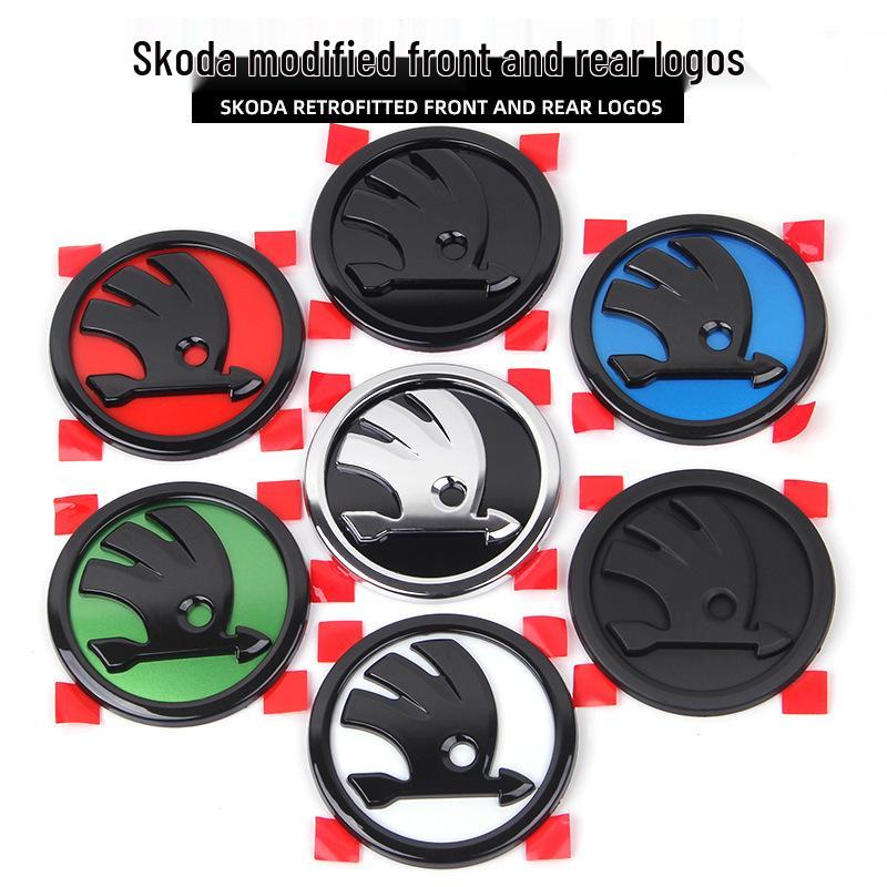 Совместимо со Skoda: Octavia, Fabia 80 мм Передние и задние черные эмблемы, 90 мм Задняя эмблема