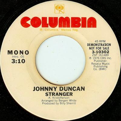 7-дюймовая пластинка ДЖОННИ ДАНКАН - Stranger 310302PROMO Columbia 1976 США Фолк Б/У