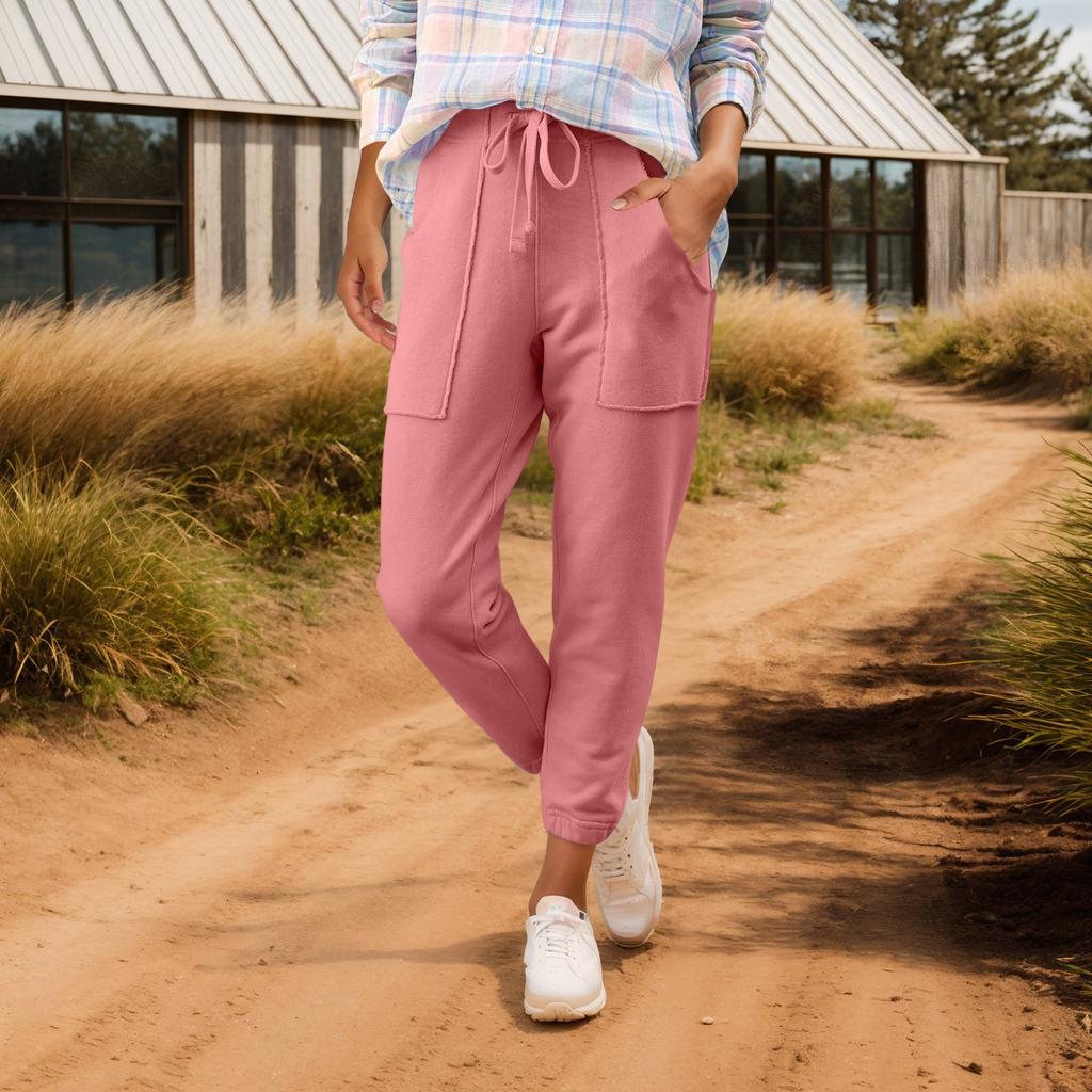 Женские однотонные свободные повседневные брюки с эластичным поясом и карманами, спортивные штаны